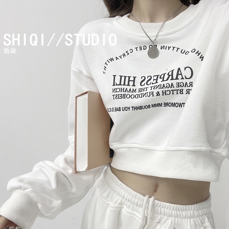 Áo Sweater Lông Nhung Dáng Rộng In Hoạ Tiết Vintage Thời Trang Mùa Thu Cho Nữ