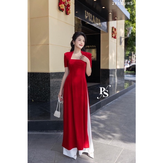 Áo dài nhung cộc tay