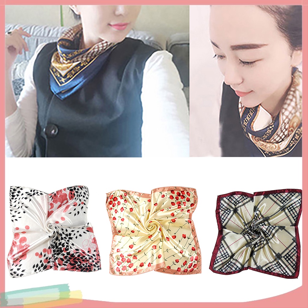 Khăn choàng cổ kiểu vuông 50cm x 50cm họa tiết trang nhã đơn giản cho nữ