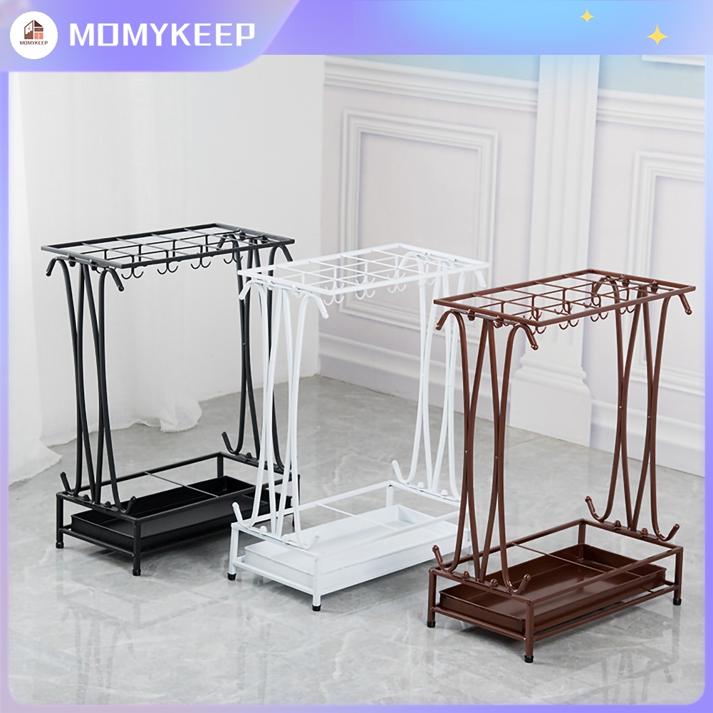 Giá Để Đồ Dù Sắt Có Khay Nhỏ Giọt 10 Lỗ 8 Móc Giá Treo Ô Cho Gia Đình Sảnh Khách Sạn 【MOMYKEEP】