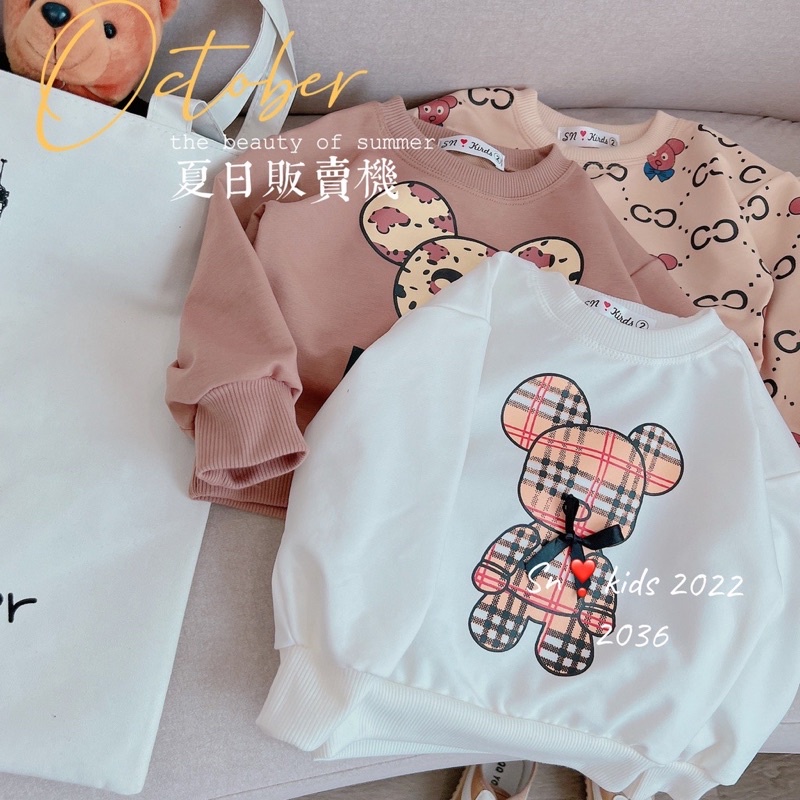 Áo Thu Đông Bé Trai,Bé Gái In Hoạ Tiết Gấu Size 8-20kg