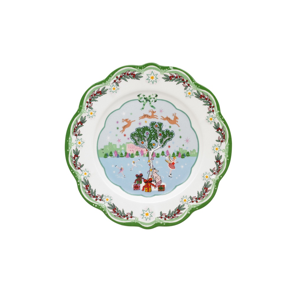Dĩa/Scallop Side Plate - Christmas - Cream