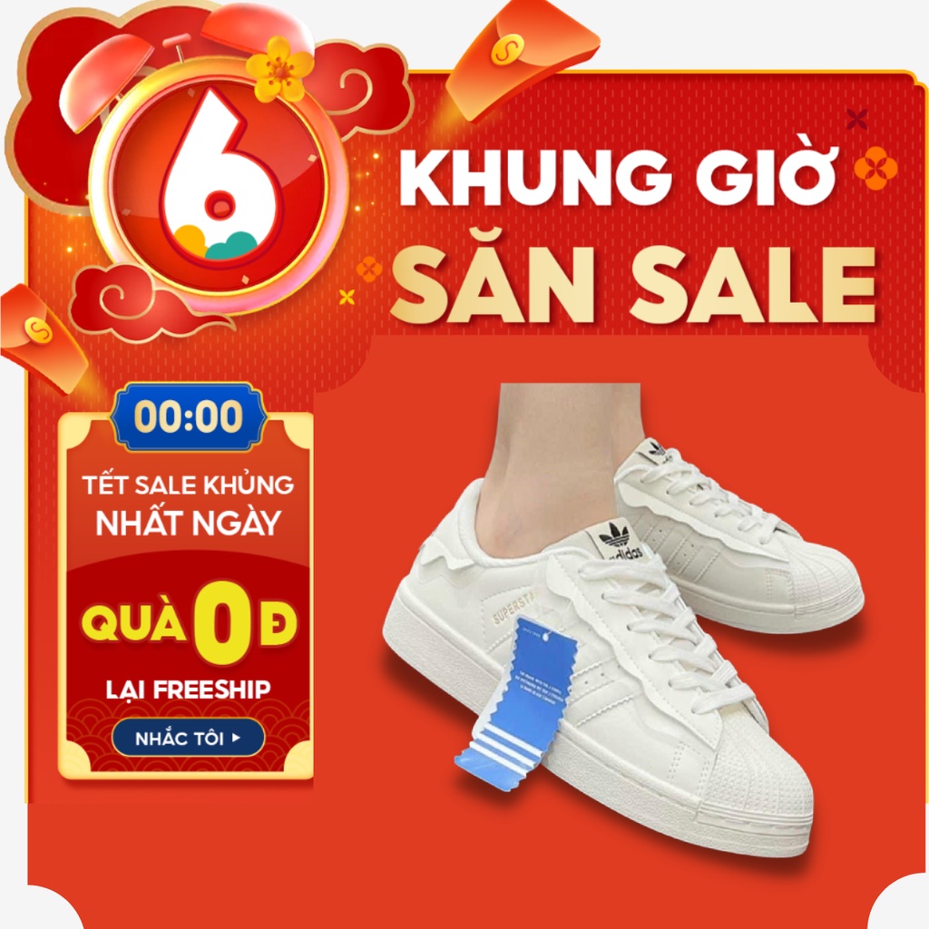 Giày adidas supperstar, giày thể thao nam nữ adidas dây buộc, cổ thấp, đế bệt, bản Best cao cấp đi êm chân