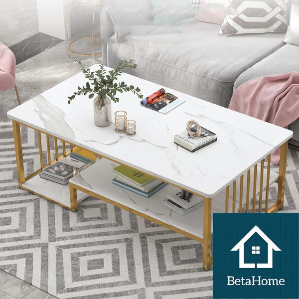 Bàn trà sofa, bàn sofa phòng khách decor, bàn uống nước mặt gỗ MDF vân đá KT 100x50x42 cm B013 | BigBuy360 - bigbuy360.vn