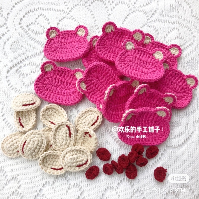 Ví len gấu hồng handmade