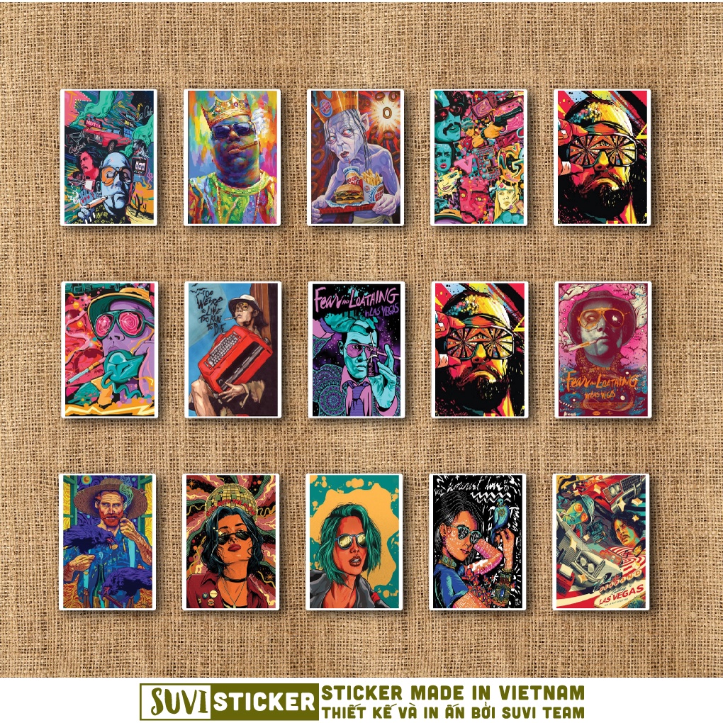 50 Sticker Pop Art 2 chống nước sticker dán mũ bảo hiểm, laptop, điện thoại, đàn guitar, vali. MSP: VR32