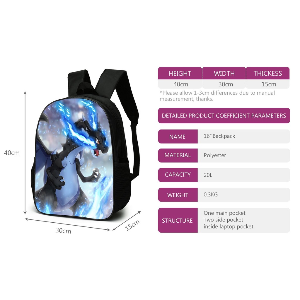 Balo Đi Học Họa Tiết Hoạt Hình pokemon Độc Đáo