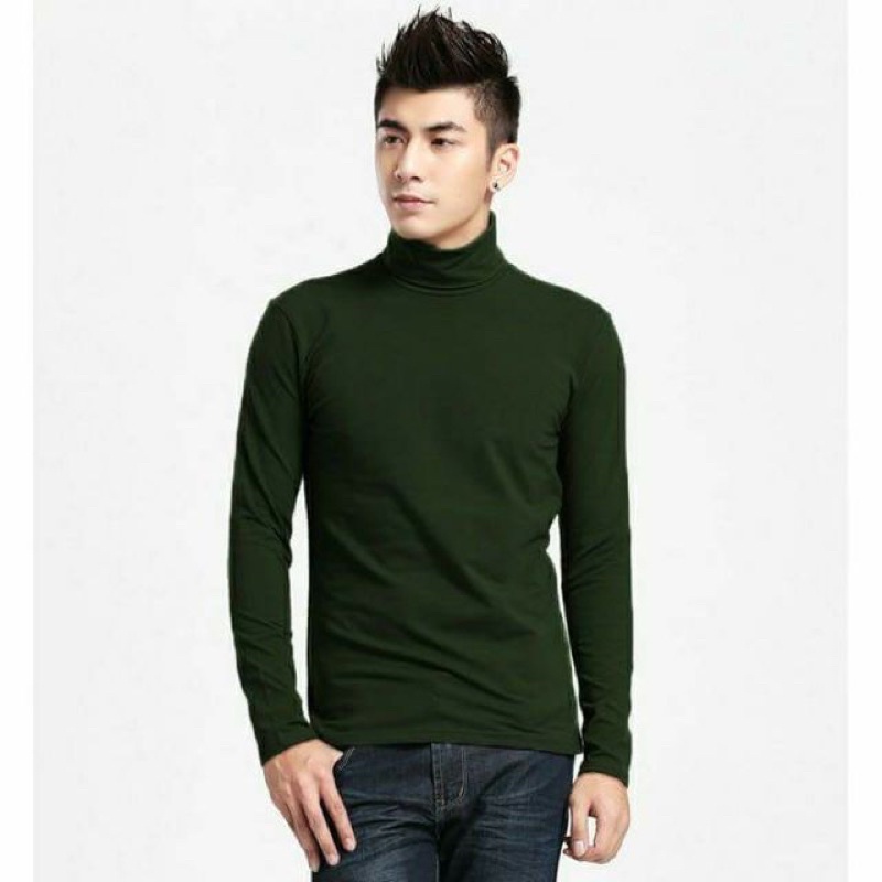 áo thun cổ lọ nam (tay dài) nhiều màu hot màu mới-thun dày đẹp