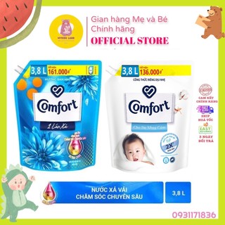 [Hoả Tốc] COMFORT Nước Xả Vải DẠNG TÚI 3.8L Một Lần Xả Làm mềm vải Hương Ban Mai , Trắng Dịu Nhẹ Em Bé