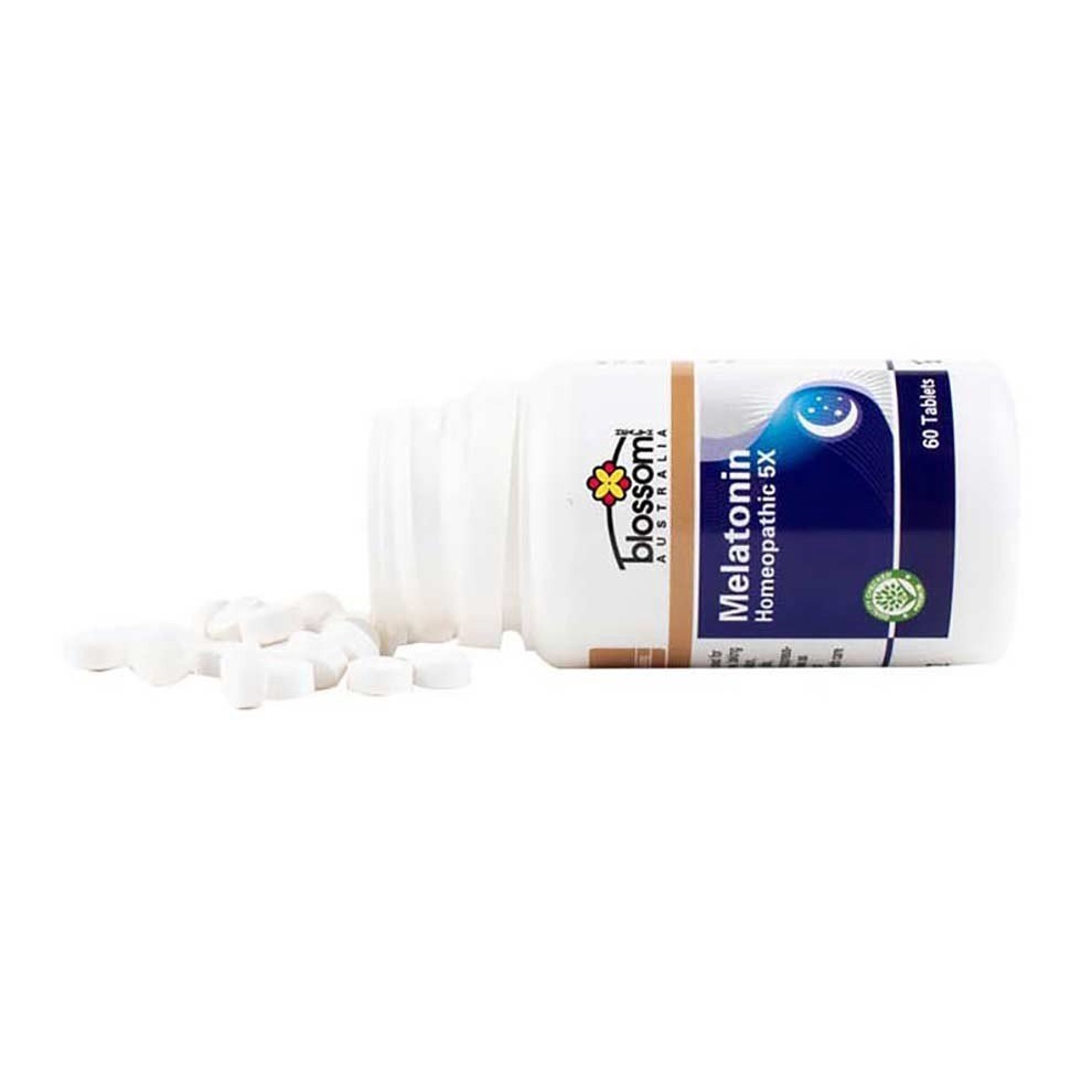 Viên Uống Ngủ Ngon Blossom Melatonin Homeopathic 5X hủ 60V (Mất ngủ, stress,đau đầu)- SP Nhập Khẩu Chính Ngạch Từ Úc