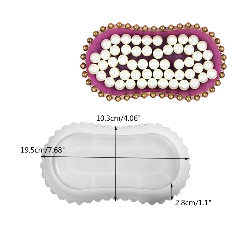 Khuôn Silicone Làm Khay Đựng Trái Cây / Cà Phê Hình Oval Họa Tiết Ren Pha Lê Mojito Diy