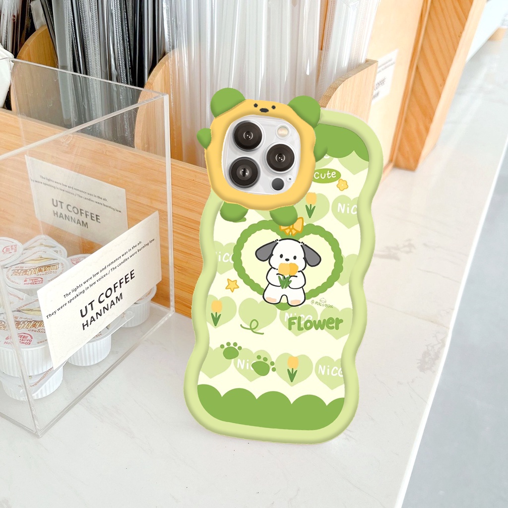 Ốp iphone viền sóng Cún flower dẻo iphone 6/6splus/7plus/8/8plus/xr/xs/12/13/14pro/max/plus/promax sa1010