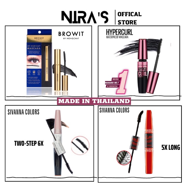 Mascara Nongchat/Maybelline Hyper Curl/Sivanna Colors 5x/Two-Step 6x chuốt mi dài dày cong không lem