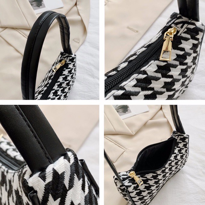 Túi kẹp nách nữ túi đeo vai họa tiết caro hot trend 2023