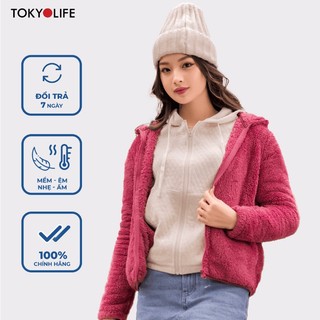 [CÓ MŨ - FORM NHỎ,TĂNG 1-2 SIZE] Áo khoác lông cừu nhân tạo NỮ mũ liền mềm mịn, giữ ấm TOKYOLIFE I9FLJ507L, L1/I9FLJ507L