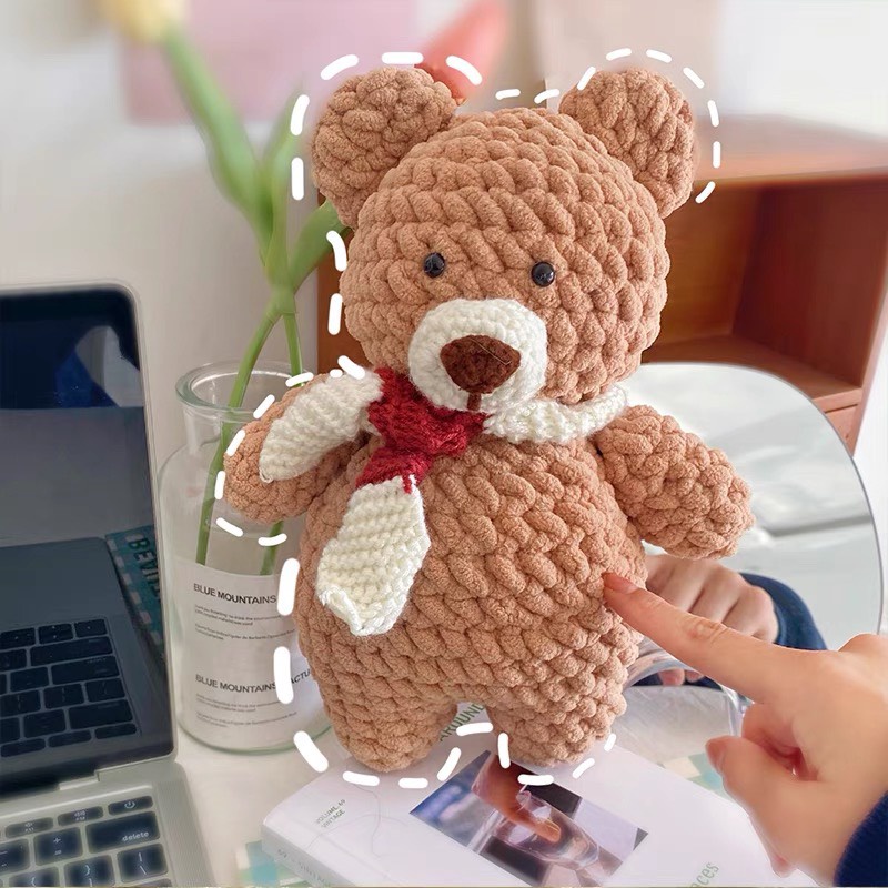 DIY Gói Nguyên Liệu Móc Gấu Nâu - Quà Tặng Handmade Tự Làm Móc Treo Chìa Khoá