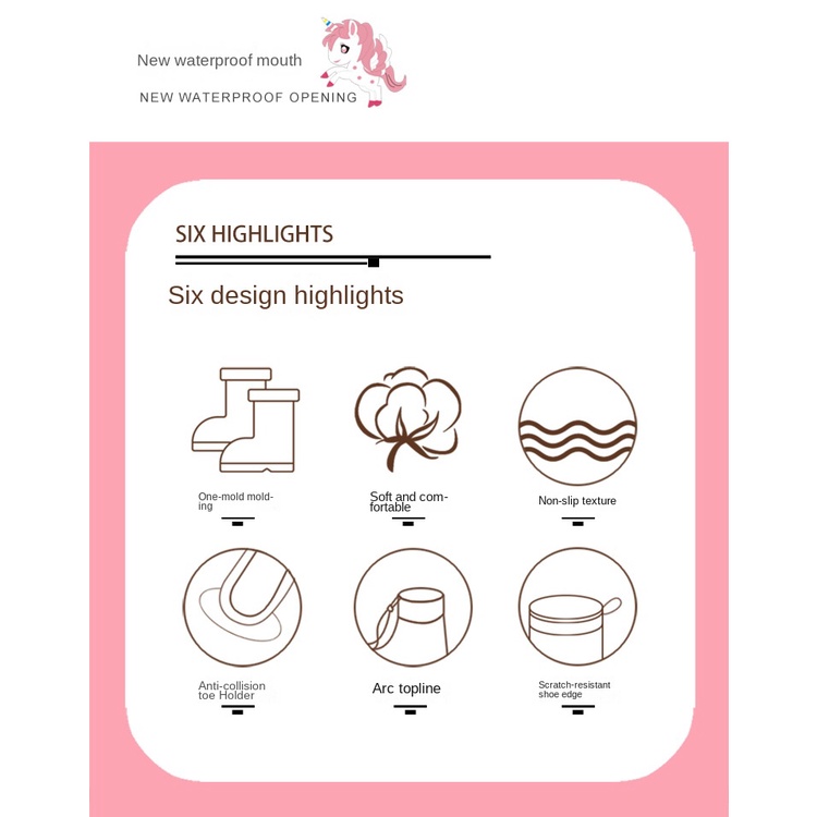 Giày Bốt Cao Su Đi Mưa Chống Trượt Chống Thấm Nước In Hoạt Hình Dễ Thương Cho Bé