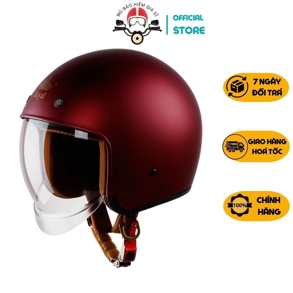 MŨ NÓN BẢO HIỂM ROYAL M139 3/4 LÓT THÁO RỜI KÍNH ÂM CHÍNH HÃNG SIZE M,L,XL.
