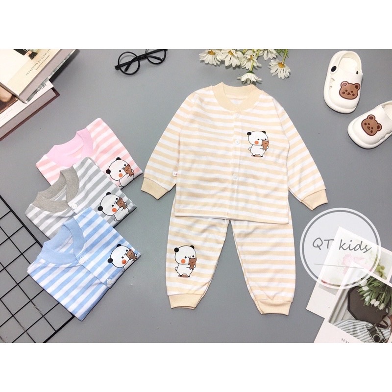 Bộ dài tay nỉ kẻ cao cấp cho bé