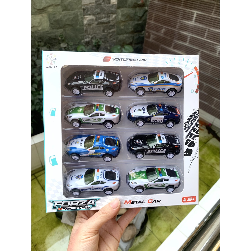 Đồ chơi xe cảnh sát, hộp 8 xe siêu đẹp dành cho các bé yêu thích xe ô tô