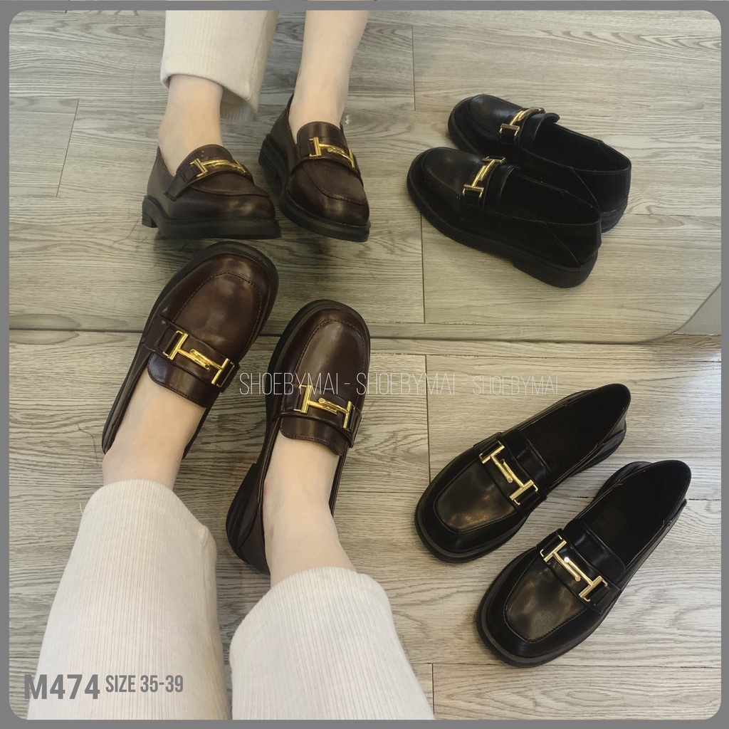 Giày moca nữ gắn họa tiết thời trang M474