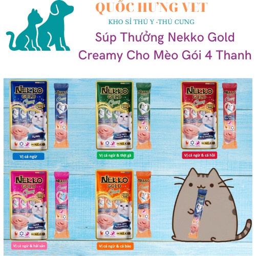 Súp thưởng Nekko dành cho mèo - Nekko Creamy Treat - Gói 4 que (có 5 vị)- QUÓC HƯNG VIỆT- 7032/7036