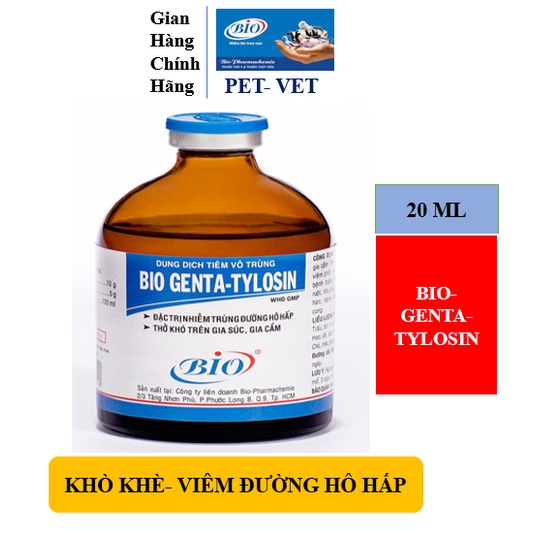 Dùng cho chó mèo gà vịt Bio-Gentatylo chai 20ml