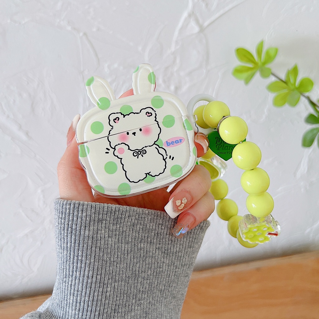 Vỏ Bảo Vệ Hộp Sạc Tai nghe không dây AirPods 1 / 2 3 Pro2 2022 Bằng Tpu Mềm Trong Suốt Hình Thỏ 3D Dễ Thương