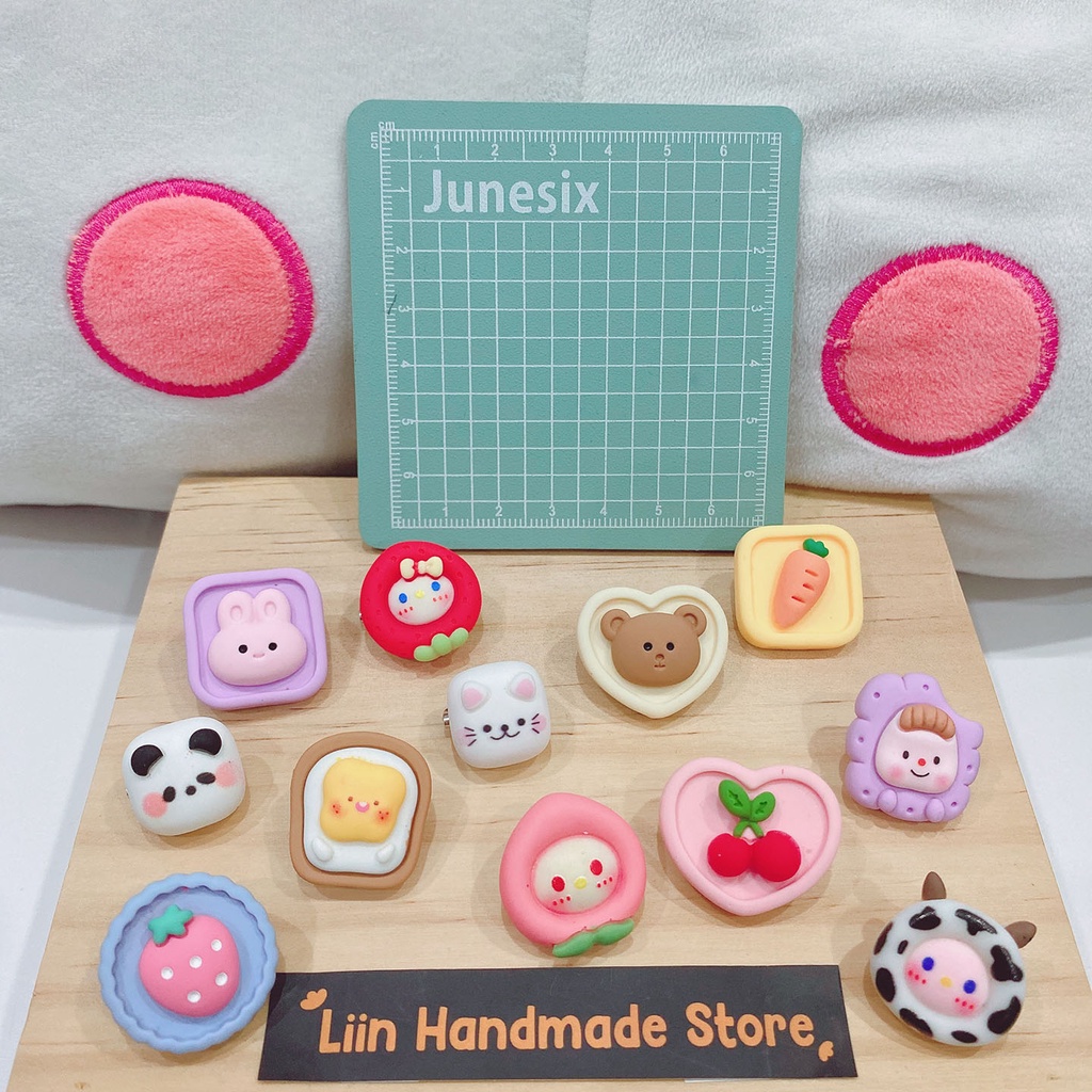 Huy hiệu trái cây và động vật Liin Handmade dễ thương trang trí quần áo, túi xách, giày dép, balo,... size 3-5cm