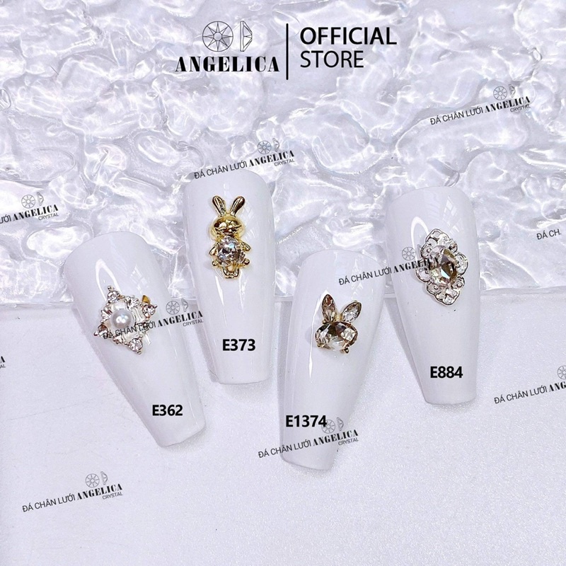 Phụ kiện nail tráng trí móng tay, Charm kim loại cao cấp ánh vàng, bạc 3D đính móng hình nơ, tim