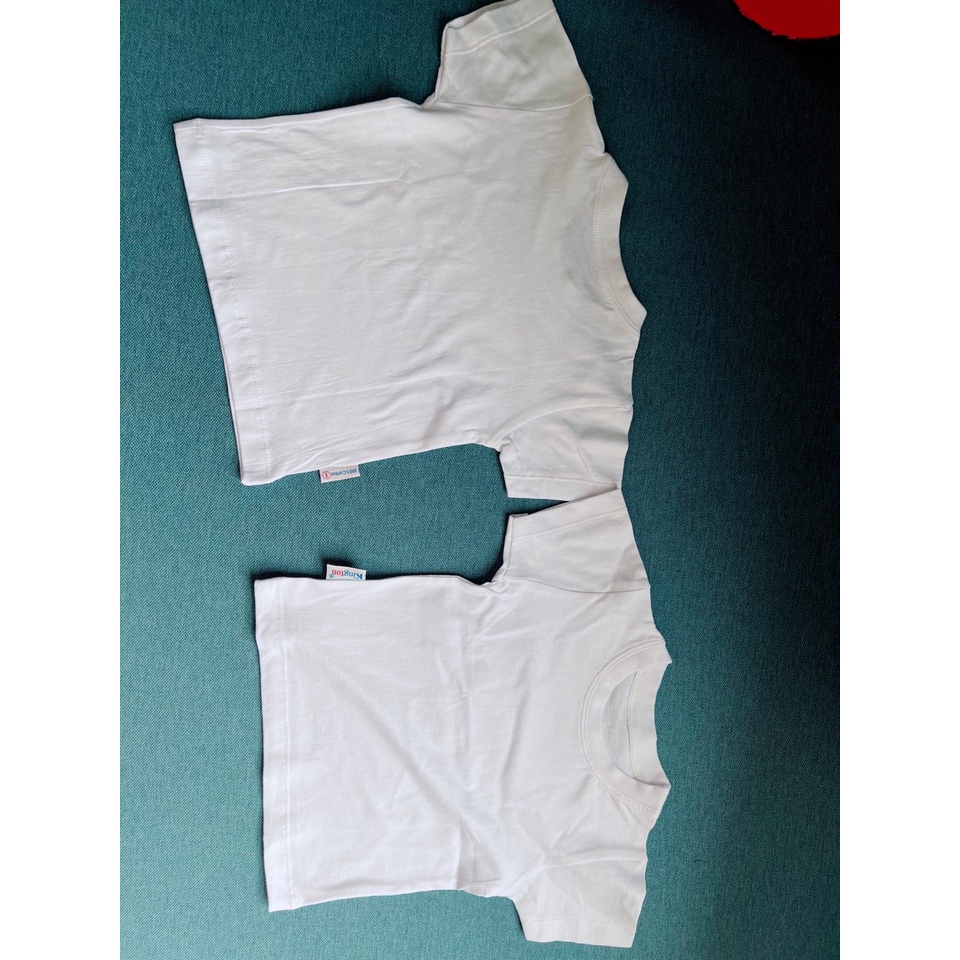 Áo thun tay ngắn cổ tròn màu trắng trơn form rộng thoải mái cho bé trai và bé gái từ 3- 35kg mặc nhà