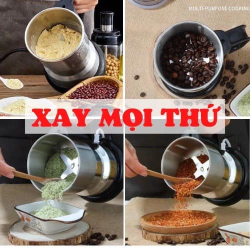 Máy xay bột khô siêu mịn công suất 3000W, máy xay hạt cà phê, ngũ cốc, xay gia vị 8 lưỡi kích thước nhỏ gọn