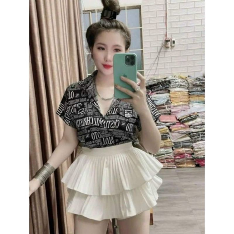 Áo sơ mi họa tiết tay ngắn BIGSIZE