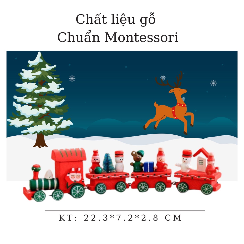 Xe đồ chơi - Đoàn tàu xe lửa trang trí giáng sinh CHẤT LIỆU GỖ MONTESSORI