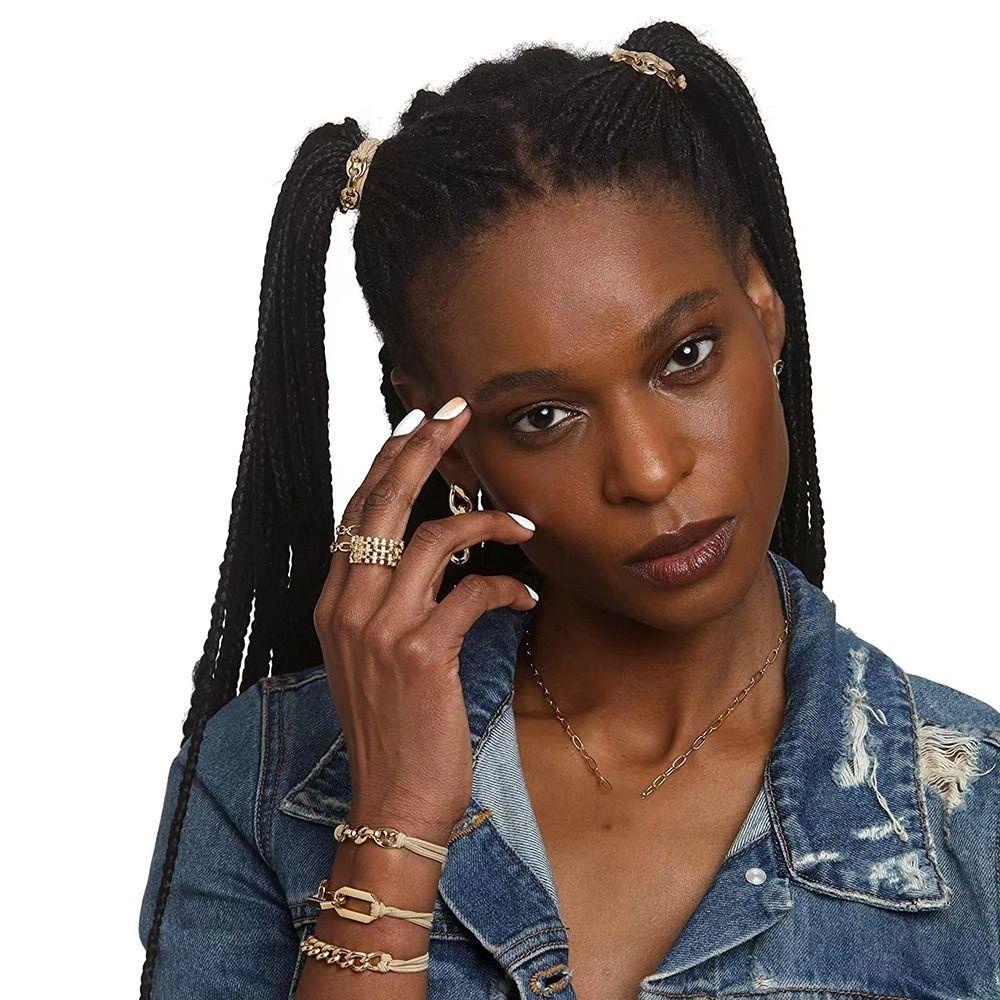 Dây Cột Tóc Chuỗi Xích Kim Loại Co Giãn Dễ Thương Cho Nữ Giá Đỡ