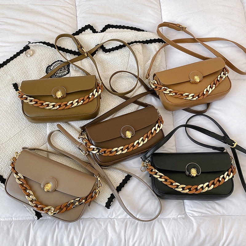 Túi Đeo Chéo Bằng acrylic Màu Nâu Phong Cách retro Thời Trang Cho Nữ