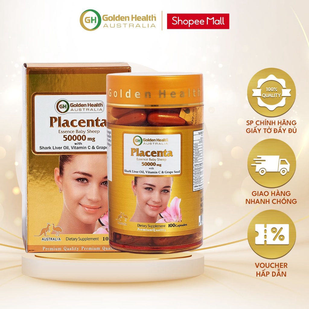 [GOLDEN HEALTH] Viên uống nhau thai cừu - Placenta Baby Sheep 50.000mg hộp 100 Viên