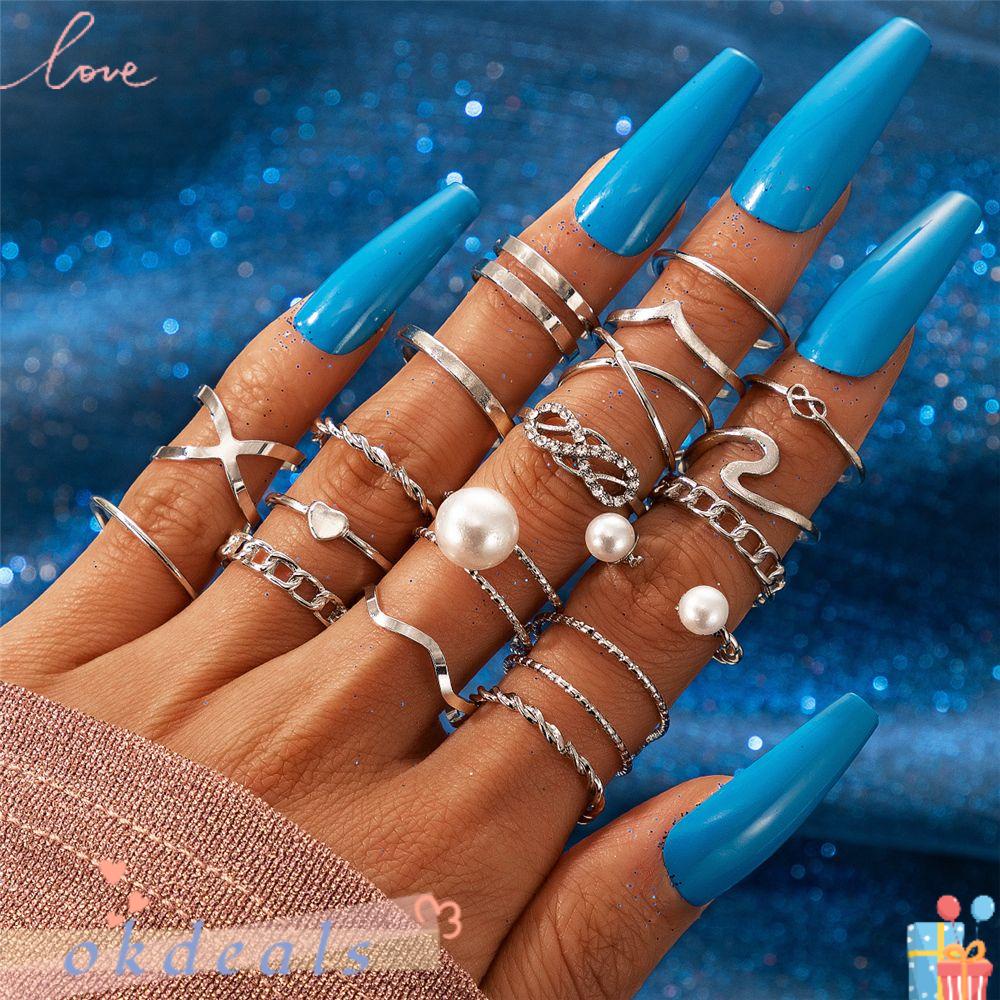 Bộ 18 Nhẫn Đeo Đốt Ngón Tay Phong Cách Bohemian Thời Trang