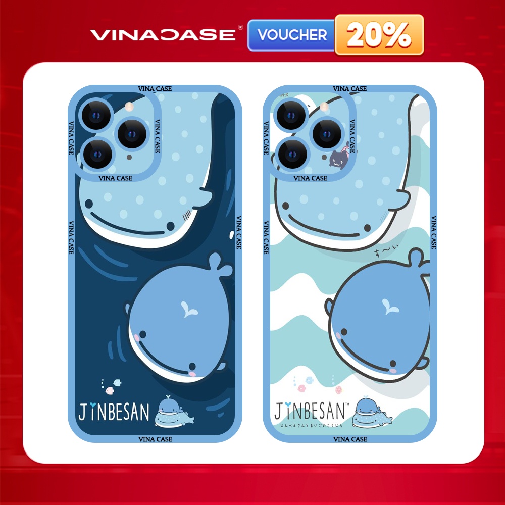 Ốp lưng Vina Case Iphone 6S/6 Plus/7G/8G/X/....dẻo trong cạnh vuông viền camera hình Cá Voi