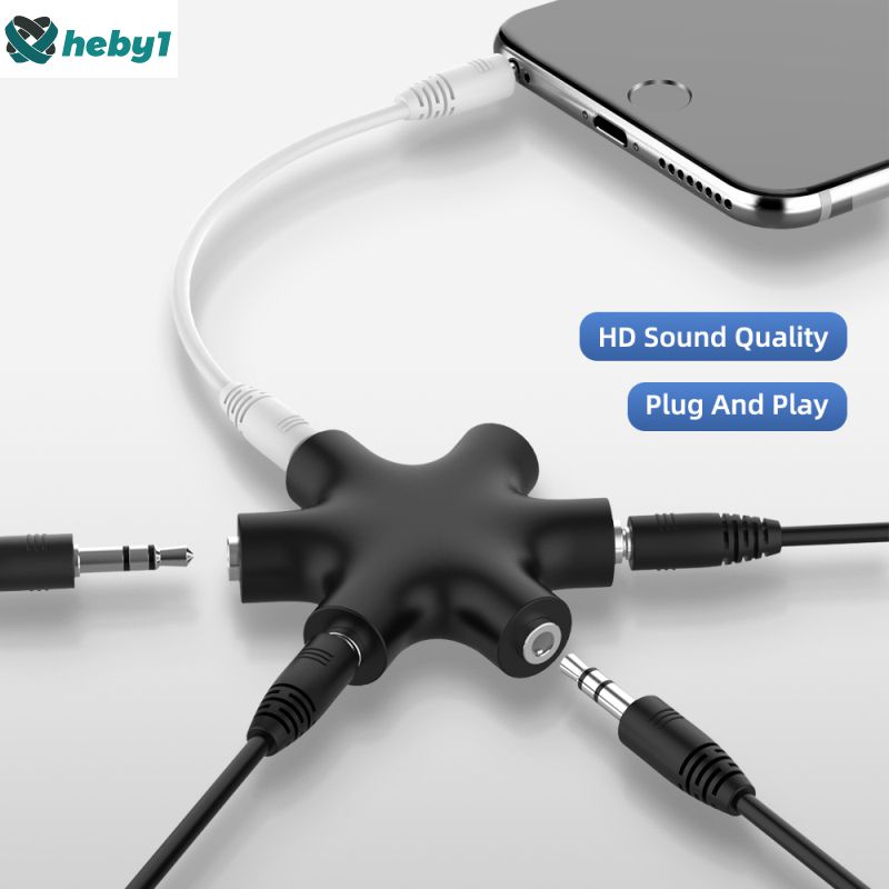 Bộ Chia Cáp Phụ Trợ Âm Thanh 3.5Mm Bộ Chuyển Đổi Chia Cổng Tai Nghe 1 Đầu Đực 5 Đầu Cái Giắc Cắm 3.5 Heby1