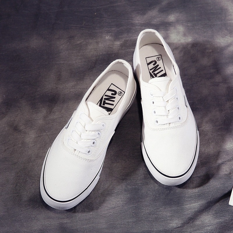 Giày thể thao van classic đen trắng buộc dây QC, giày ulzzang bata học sinh vải canvas full box SAGI ĐẶNG