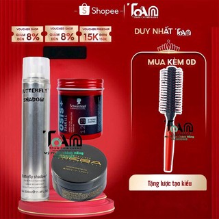TẶNG LƯỢC - combo sáp vuốt tóc seba + osis + gôm butterfly + lược tròn