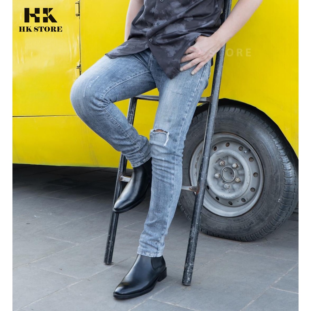 GIÀY CHELSEA BOOTS DA BÒ XỊN - BẢO HÀNH 12 THÁNG  Hàng chính hãng HK.STORE -da thật 100% cực êm chân