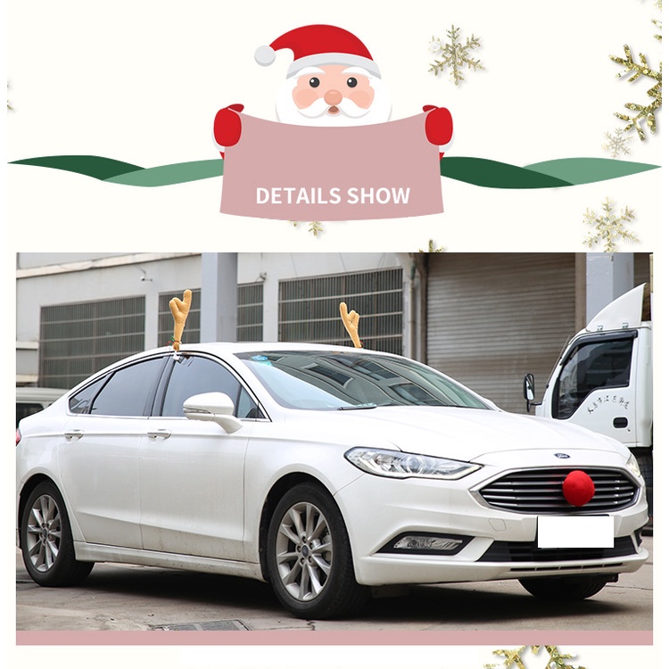 Bộ sừng mũi tuần lộc trang trí xe hơi ô tô mùa Noel - loại đơn giản