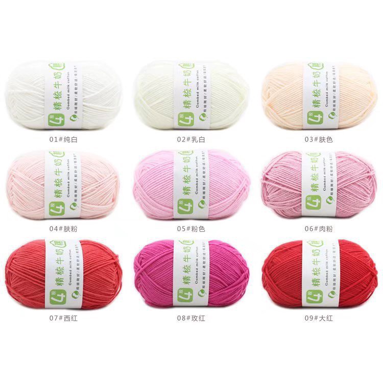 Len milk cotton 4s - combed milk cotton 50Gram  Bảng 1-50