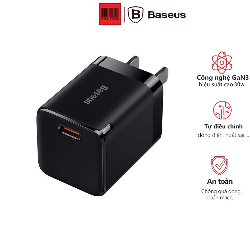 Củ sạc nhanh 30w, nhỏ gọn Baseus GaN3 Quick Charger 1C 30W (PD/ QC / PPS Multi Quick Charge Support)