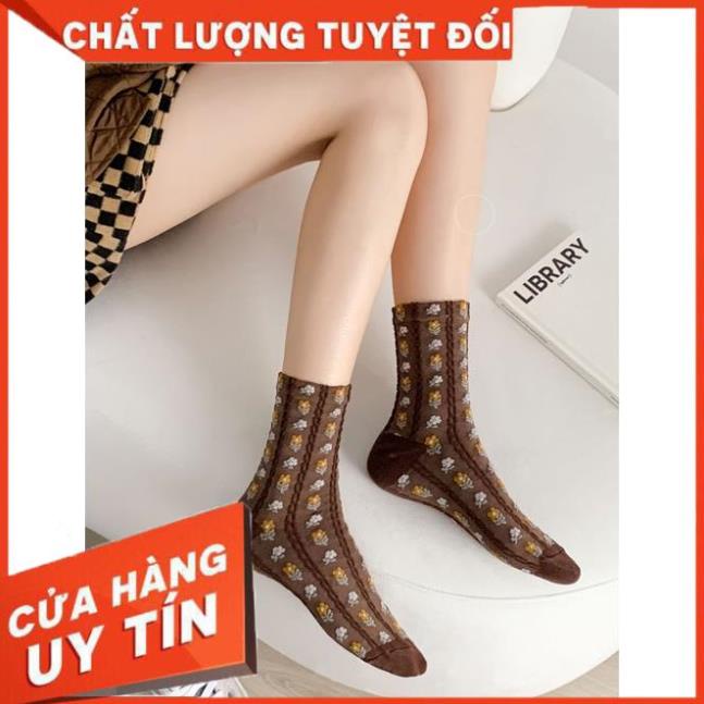 Set Combo 8 Tất Gấu Hàn Quốc Vintage