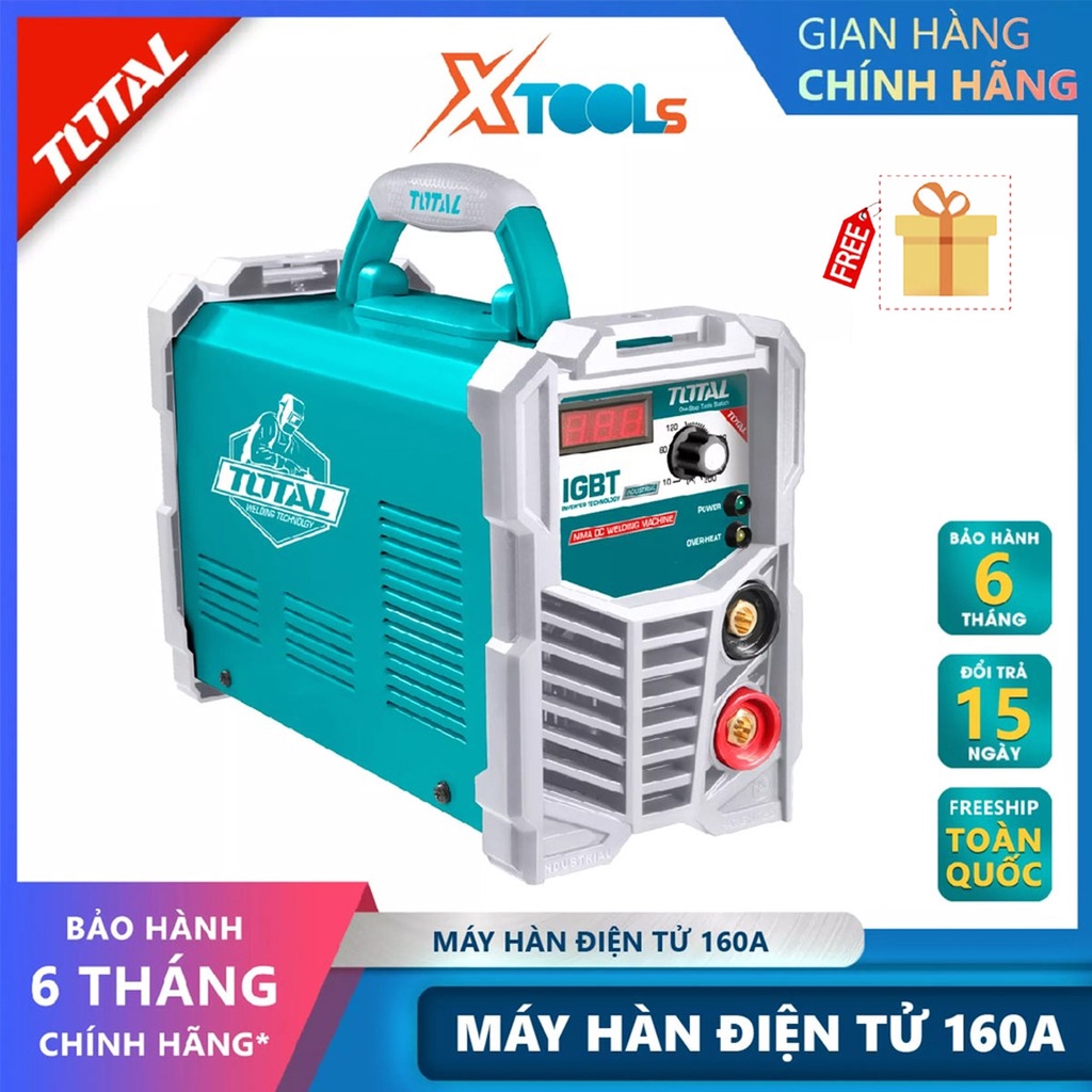 Máy hàn điện tử TOTAL TW216052 Máy hàn điện tử Inverter MMA Điện áp ra tối đa 160A 65V Kích thước que hàn 1.6 - 4.0 mm