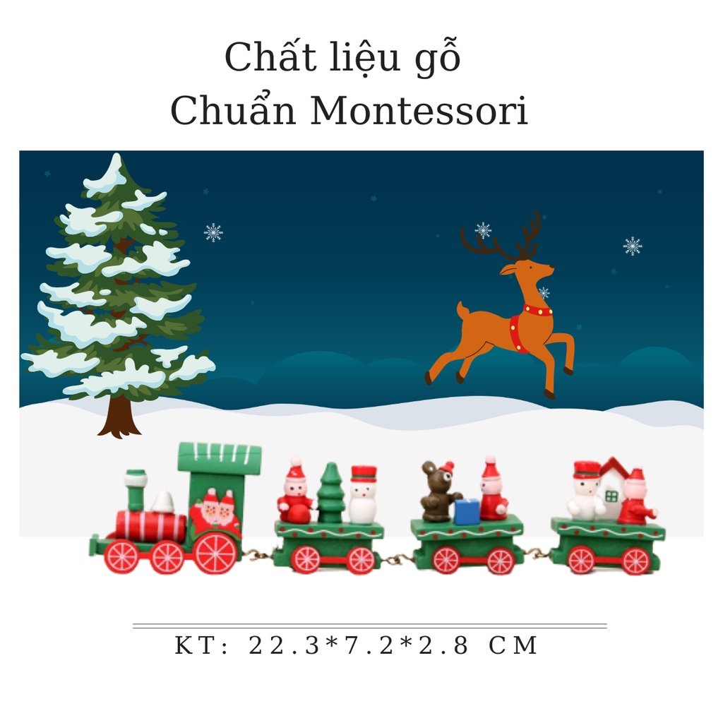 Xe đồ chơi - Đoàn tàu xe lửa trang trí giáng sinh CHẤT LIỆU GỖ MONTESSORI