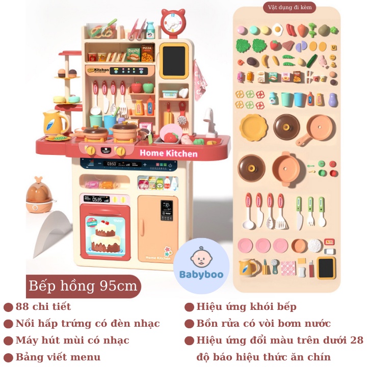 Bộ đồ chơi nhà bếp cho bé cỡ lớn 95cm mô phỏng đồ dùng nhà bếp nấu ăn cho trẻ em 2 đến 7 tuổi